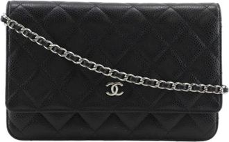 Chanel Pre-owned Classic Caviar Chain Wallet - Dames - Vintage Schoudertas - Zwart - ONE Size - Leer - Vintage