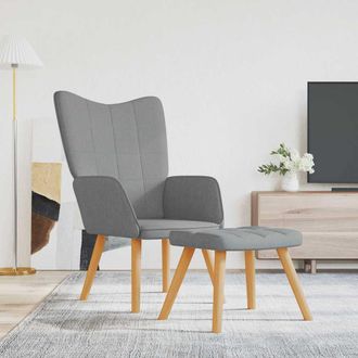 vidaXL Sill&oacute;n De Relax Con Taburete Tela Gris Claro Vidaxl