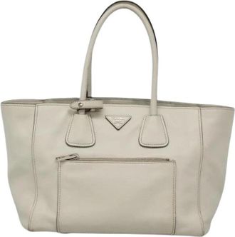 Prada Pre-owned Vintage Leren Tote Bag - Dames - Vintage Shopper - Wit - ONE Size - Leer - Vintage