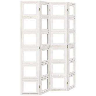 vidaXL Room Divider 4 Panels White Solid Wood Paulownia Vidaxl