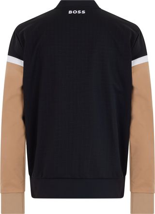 HUGO BOSS Mens Technical Zip-Up Hoodie Black Polyester Top