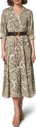 DKNY Leaf Print Midi Dress in Lt Olive M at Nordstrom, Size 14