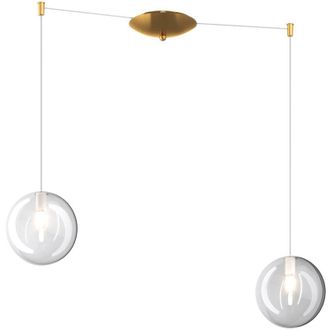 Top-Light Top-light - Lampadario Contemporaneo Eclipse Metallo Ottone Vetro Bianco-Trasp 2 Luci G9