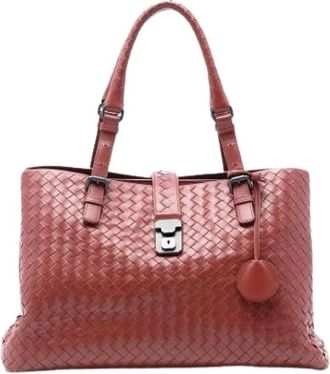 Bottega Veneta Pre-owned Tote Bags, female, Red, Size: ONE SIZE Pre-owned Leather Tote