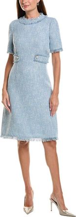 Teri Jon by Rickie Freeman Teri Jon By Rickie Freeman Sparkle Tweed Fringe Trim A-Line Dress