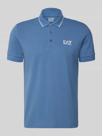 Emporio Armani Regular Fit Poloshirt mit Logo-Print in Sky, Gr&ouml;&szlig;e XXXL