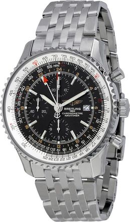 Breitling Pre-owned Breitling Navitimer World GMT Chronograph Automatic Black Dial Mens Watch A2432212-B726-453A