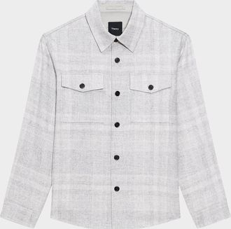 Theory Mens Two-Pocket Check Overshirt