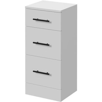 Alexander James Alexander James Gloss White 350mm x 300mm 3 Drawer Storage Unit - 350mm - Matt Black 96mm Knurled Bar Handle