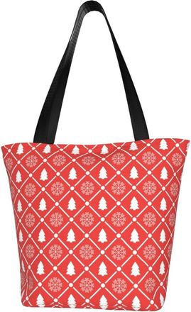 AOOEDM Christmas Pattern Reusable Tote Bag Women Casual Handbag Shoulder Bags for Shopping Groceries Travel Outdoors