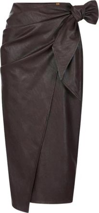Elisabetta Franchi Rok met ceintuur - Dames - Midirokken - Bruin - M - Polyester - Rokken