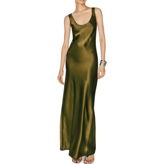 Reformation Pamela Silk Maxi Dress in Moss Garden at Nordstrom, Size 12