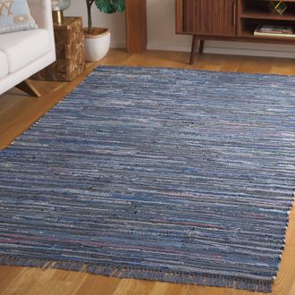 Safavieh Rag Rug Hand Made Area rug, Ink / Multi Bohemian Style Non-Shedding