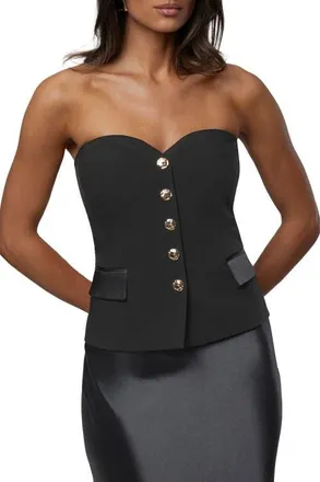 JLUXLABEL Button Front Vest in Black at Nordstrom, Size X-Small