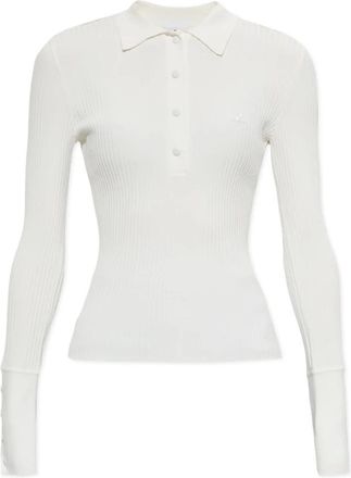 Courr&egrave;ges Fitted Ribbed Polo - Dames - Polos - Wit - S - Leer - Tops
