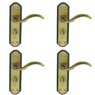 Loops 4x PAIR Spiral Sculpted Lever on Bathroom Backplate 180 x 48mm Florentine Bronze