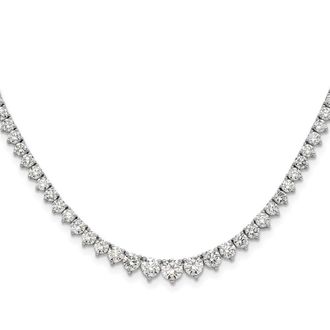 Diamond2Deal 14K White Gold 0.60 Ct Lab Grown Diamond Graduated Necklace 18 Clarity VS, Color G-H