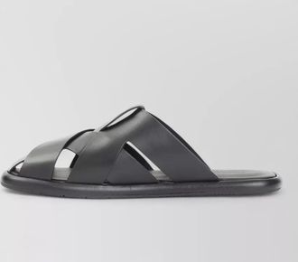 Giorgio Armani leather sandals flat sole crossed straps