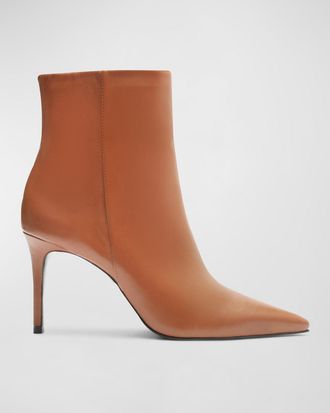 Schutz Mikki Leather Stiletto Zip Booties