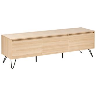 Beliani Beliani - Mueble Tv 3 Estantes Tablero Aglomerado 150 Cm Estilo Minimalista Marr&oacute;n Claro Cardigan