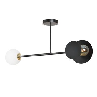 Wonderlamp Plaf&oacute;n de techo con 2 piezas circulares negro y 1 esfera blanca