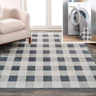 Jonathan Y Designs Gingham Gradient Plaid Cottage Machine-Washable Area Rug in Light Gray/dark Gray/cream at Nordstrom, Size 3Ft 0In X 5Ft 0In