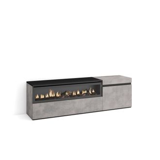 Skraut Home Skraut Home - Mueble Tv, Televisi&oacute;n, Muebles De Sal&oacute;n, Almacenaje, 150x45x35cm, Para Tv Hasta 65, Chimenea El&eacute;ctrica, Estilo Moderno, Gris Cemento