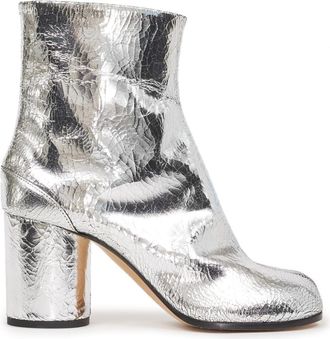 Maison Margiela Tabi 80mm mirror-effect ankle boots - women - Calf Leather/Calf Leather/Calf Leather - 38.5 - Silver