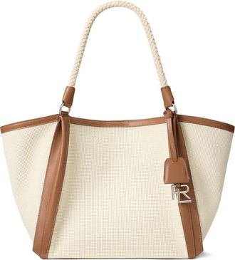 Ralph Lauren Collection Geweven shopper met handvat van touw - Beige