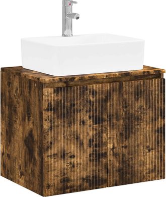 vidaXL Juego De Muebles De Ba&ntilde;o Roble Ahumado Madera De Ingenier&iacute;a Vidaxl