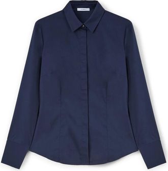Motivi Poplin shirt - Dames - Overhemden - Blauw - XS - Katoen - Overhemden