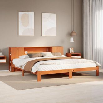 vidaXL Cama Con Estanter&iacute;a Sin Colch&oacute;n Madera Maciza Marr&oacute;n 180x200cm Vidaxl