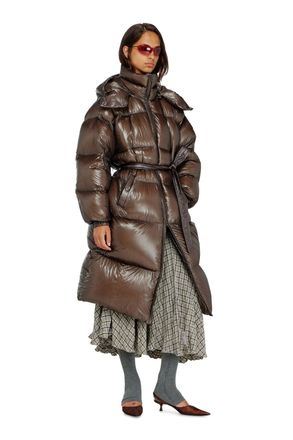 Diesel Down puffer coat in ultra-light ripstop - Winter Jackets - Woman - Brown
