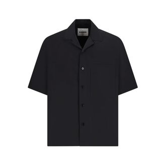 Jil Sander Short Sleeve Shirts, male, Black, Size: L Oversized Cotton Poplin Shirt