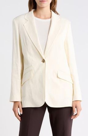 BOSS Linen Blend Blazer in Open White at Nordstrom Rack, Size 10