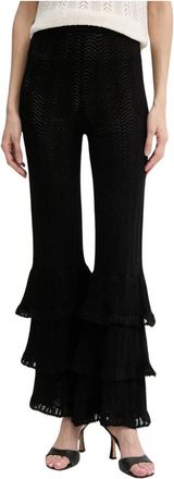 Twinset Pantaloni in Maglia con Volant - - Trousers - Donna - Nero - M