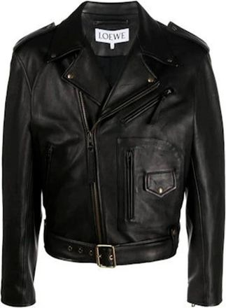 Loewe Jassen, Heren, Zwart, M, Leer, Leren Jas