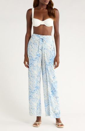 Elan Print Cover-Up Wrap Pants in Blue Sahara at Nordstrom, Size X-Small