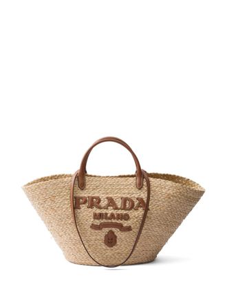 Prada Natural logo-appliqu tote