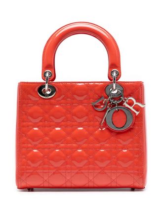 Dior Borsa a tracolla Lady Dior media con motivo Cannage e finitura lucida 2012 - Arancione