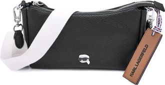 Karl Lagerfeld Ikon Pebble Small Bag - Dames - Schoudertassen - Zwart - ONE Size - Leer - Tassen