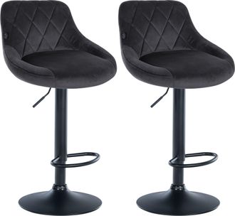Clp Clp - Set De 2 Taburetes Lazio En Terciopelo Gris Oscuro Negro