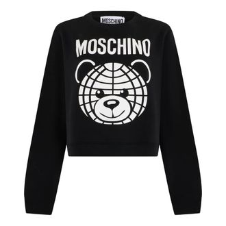 Moschino Sweatshirt met ronde hals en print - Dames - Sweatshirts - Zwart - L - Katoen - Hoodies & sweatvesten