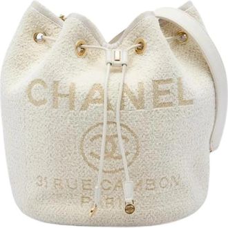 Chanel Pre-owned Vintage Bucket Bag - Dames - Vintage Tas - Wit - ONE Size - Leer - Vintage
