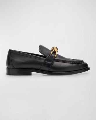 Bottega Veneta Astaire Metallic Knot Leather Loafers