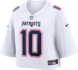 Nike Drake Maye New England Patriots Nike Womens NFL Cropped Tundra Game Jersey in White | WCJF10A8KF-HL5