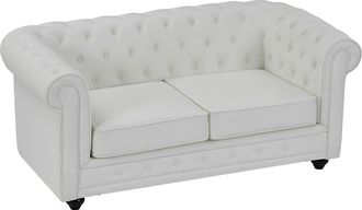 Vente-Unique Sofá de 2 plazas de piel sintética blanco CHESTERFIELD