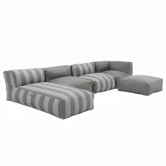 Oviala Conjunto modular de jard&iacute;n rayado 5 plazas gris carb&oacute;n
