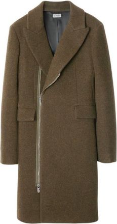 Burberry Single-Breasted Wool Zip Tailored Coat, Brand Size 4 ( US Size 2 )