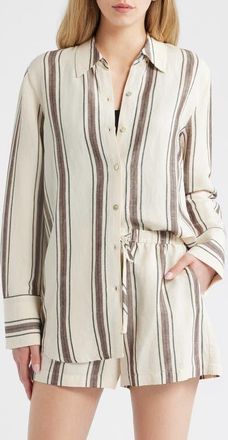 Rails Knox Variegated Stripe Linen Blend Button-Up Shirt in Sequoia Stripe at Nordstrom, Size Xx-Large